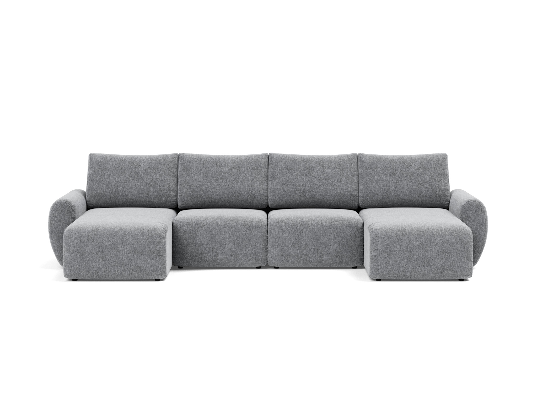 Schlafsofa Norum U-Form mit Curve-Armlehnen Strukturierter Stoff Twist 565-Granite