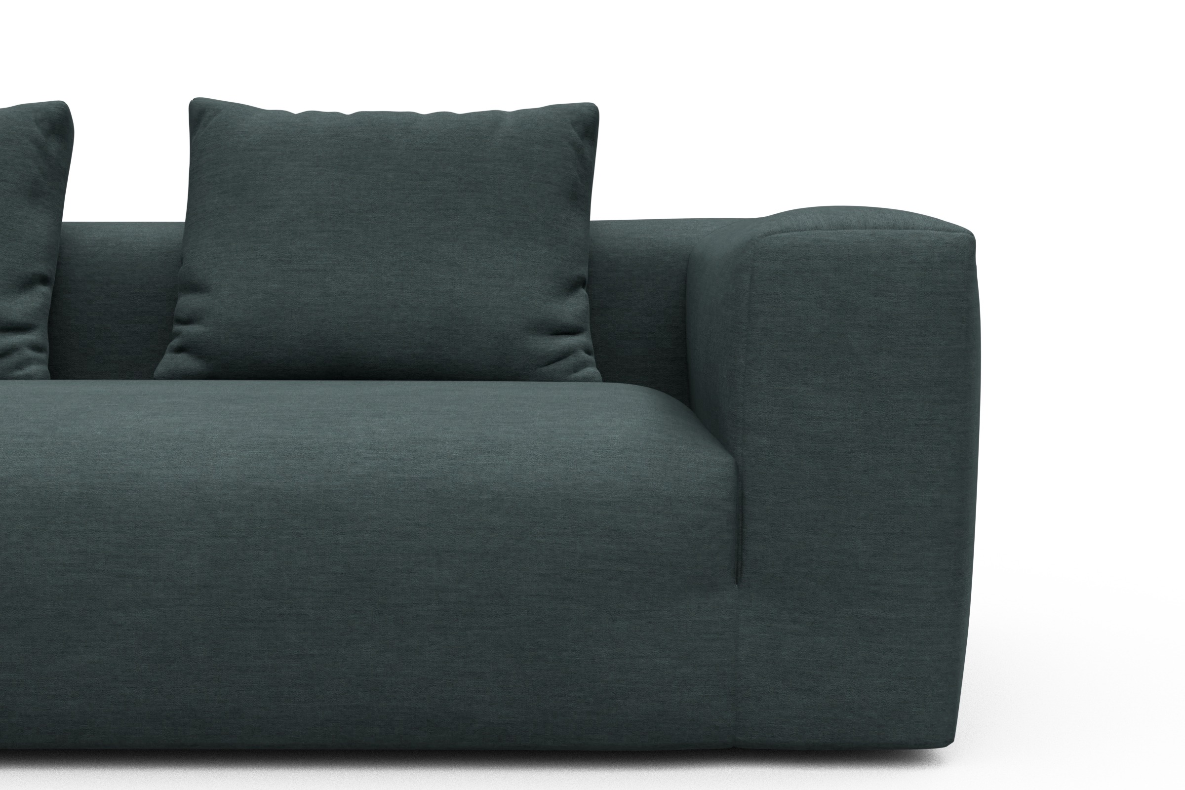 Wohnlandschaft Fred Chaiselongue links mit 2-Sitzer und lange Armlehne rechts Vivus-Blue