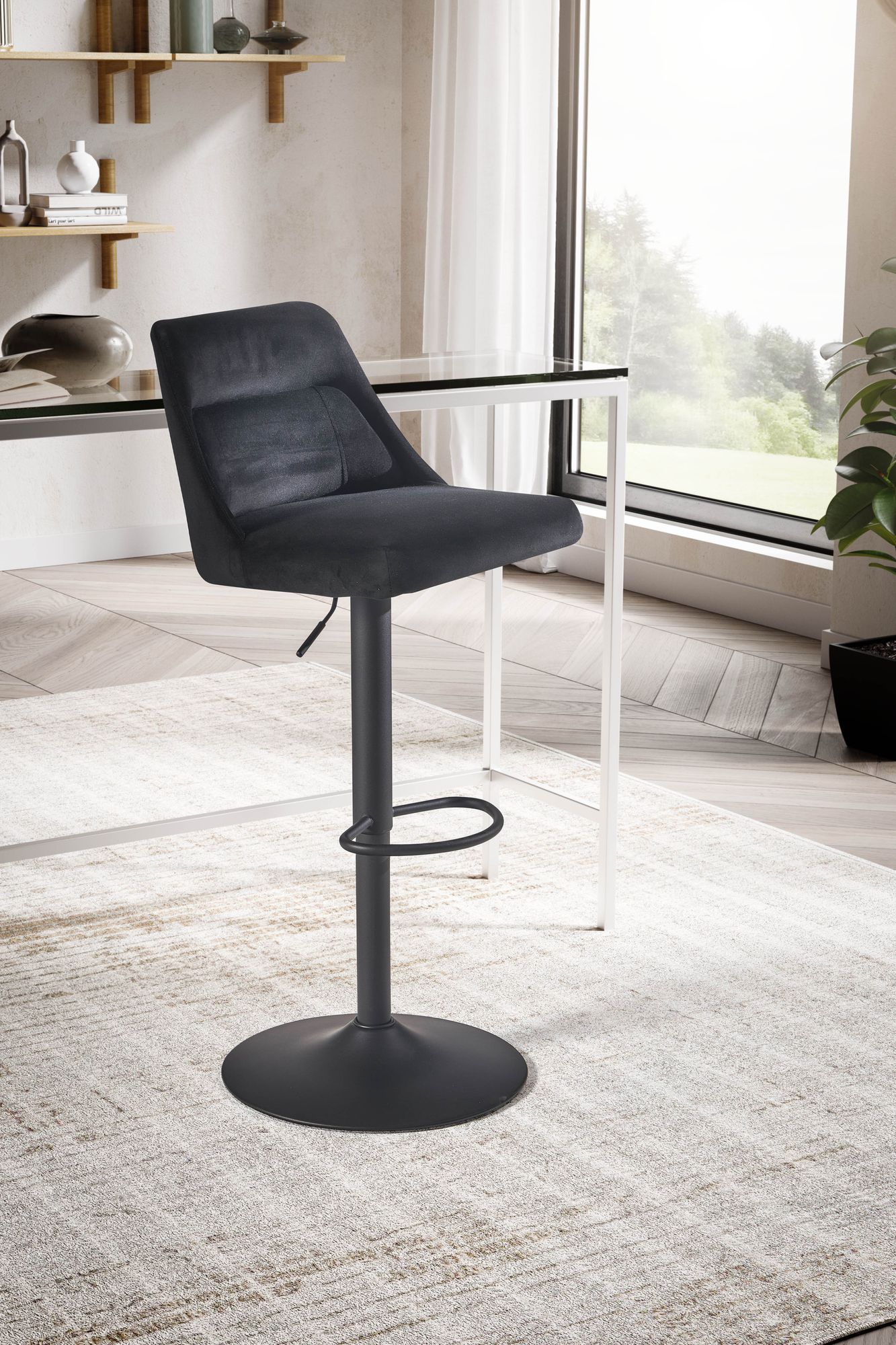 Barhocker Gurskoy Samt Schwarz 45 × 51 × 106 cm