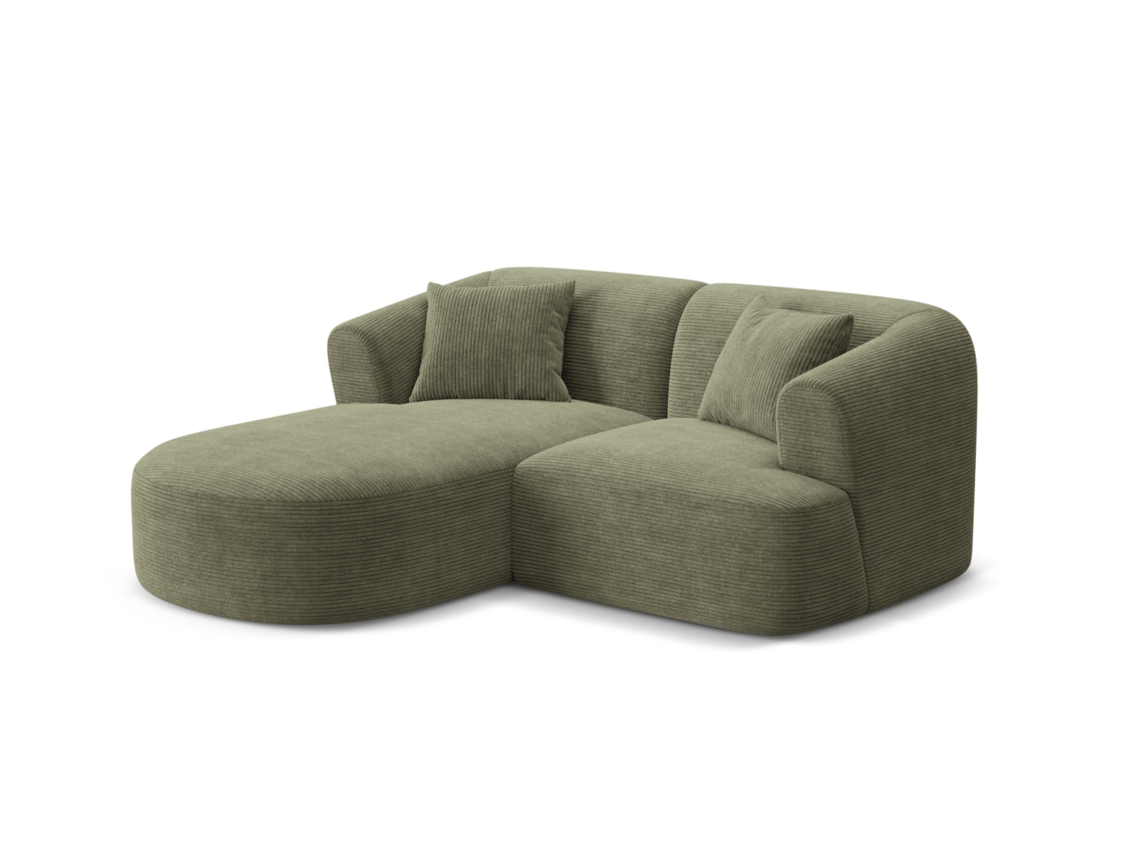 Cosmopolitan Design Ecksofa Campi 3-Sitzer Kord Lincoln D Moosgrün Melange Links