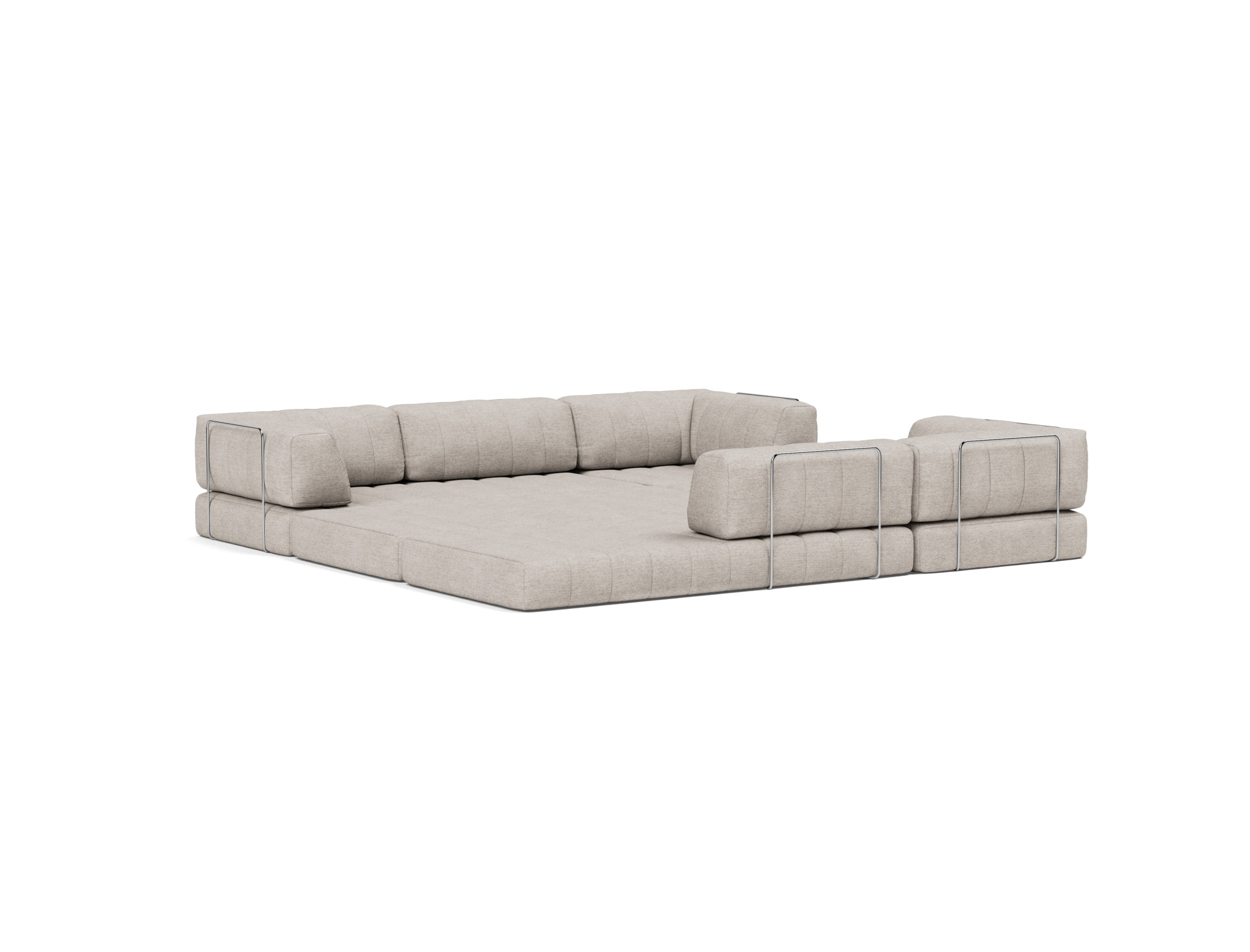 Eck-Schlafsofa CozyPad mit Armlehnen Chenille Yuveno 471-Sand