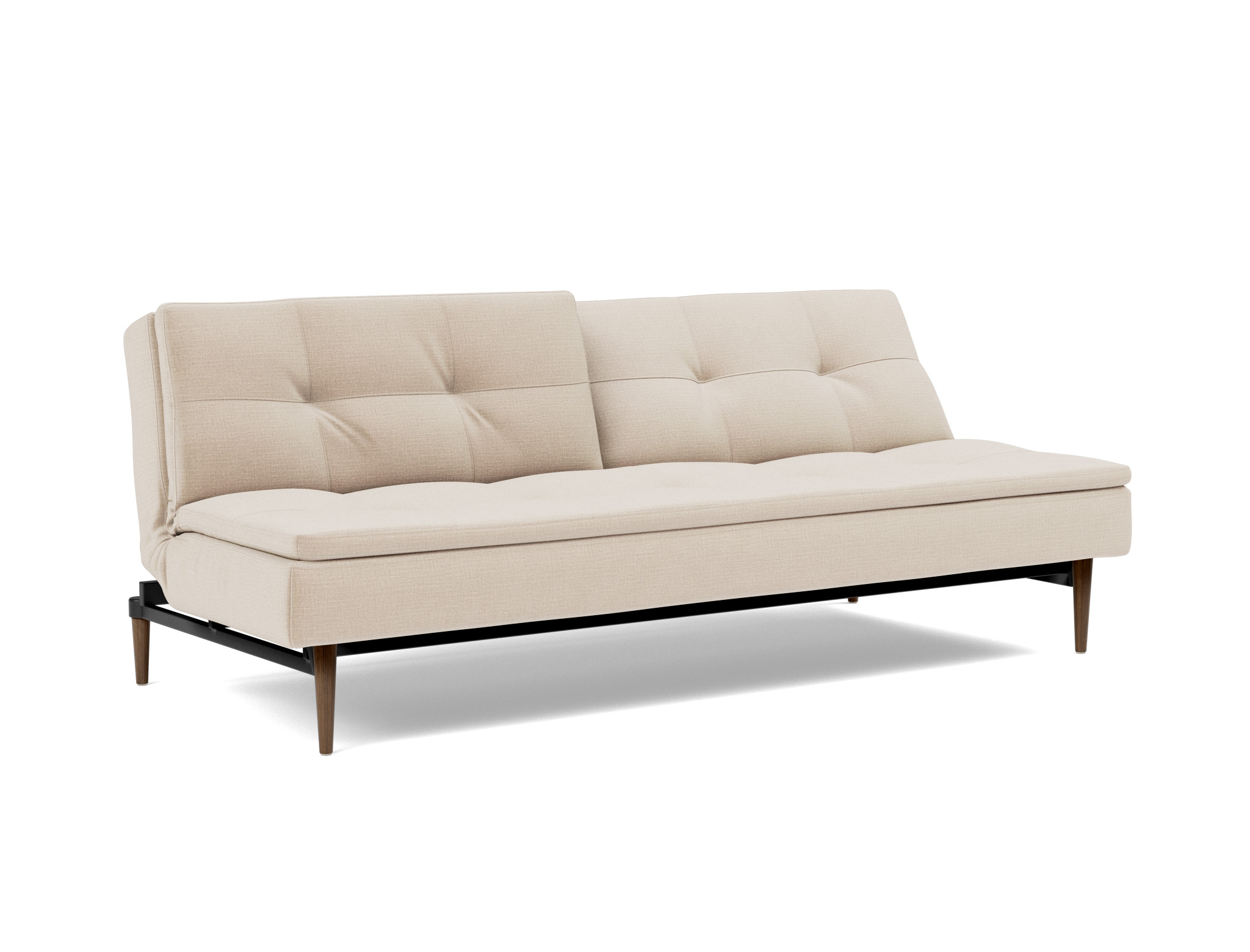 Schlafsofa Dublexo Chenille Esina 410-Almond-Beige Beine Styletto Eiche dunkel