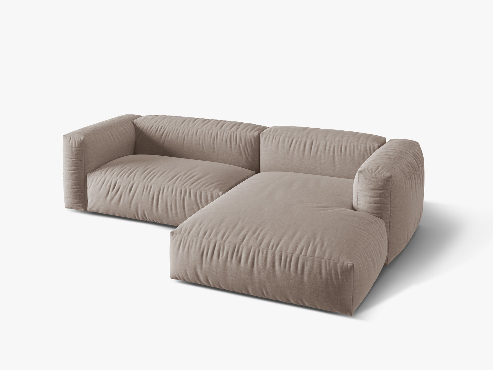 Micadoni Ecksofa Martina 2-Sitzer Rechts Strukturierter Stoff Boston Dunkelbeige