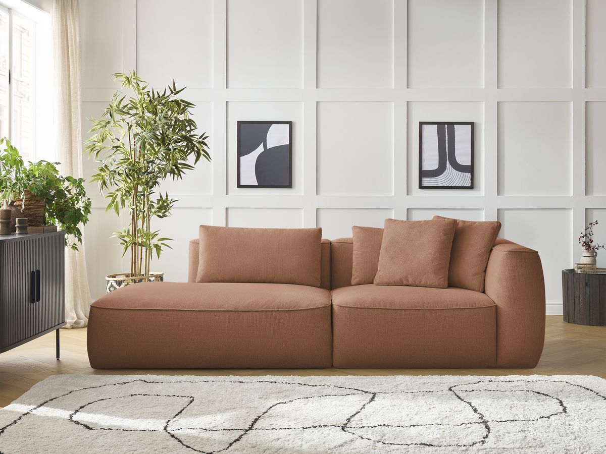 Bobochic Leopold Sofa 3-Sitzer Melange-Stoff Orange Armlehne rechts