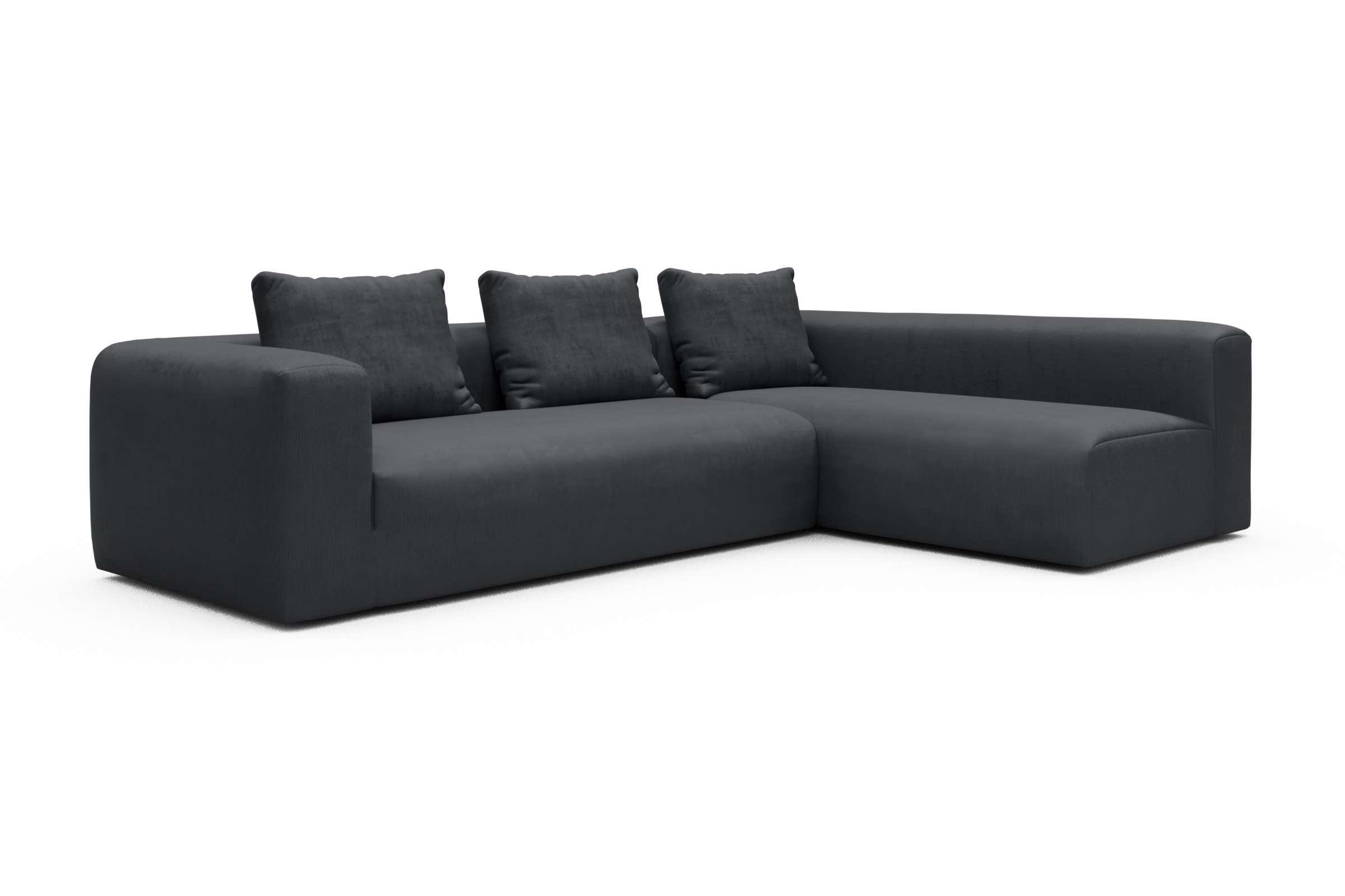 Ecksofa Fred 2x 2,5-Sitzer rechts offen Cordufine-Slate-Grey