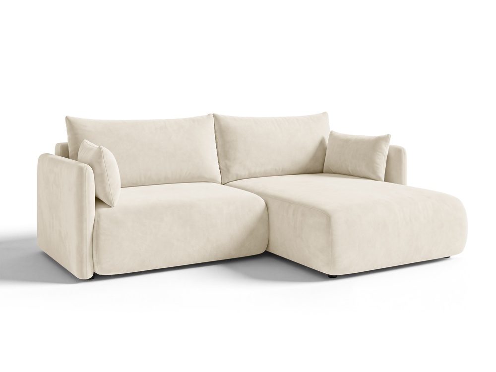 Cosmopolitan Design Ecksofa Monaco 3-Sitzer mit Schlaffunktion Samt Bluvel Helles Beige Rechts