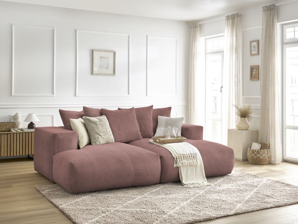 Bobochic Voltaire Sofa 4-Sitzer 248 × 170 cm Cordsamt Rosa