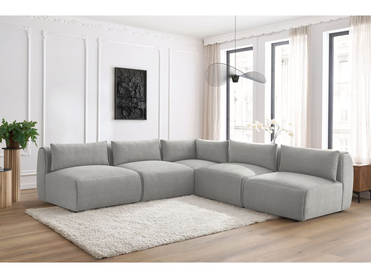 Bobochic Jeanne Ecksofa 299 × 299 cm Samt Hellgrau
