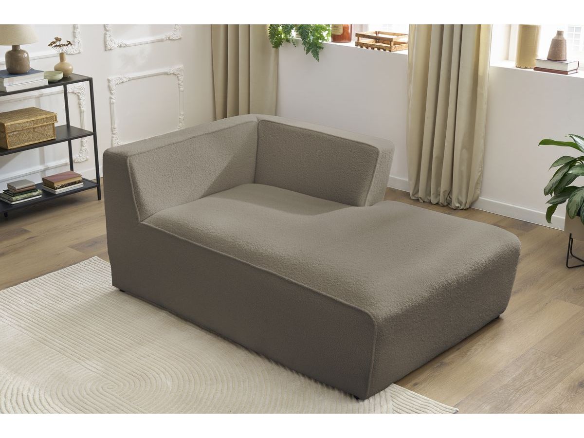 Bobochic Megeve Méridienne-Modul Bouclé-Stoff Braun Ecke rechts