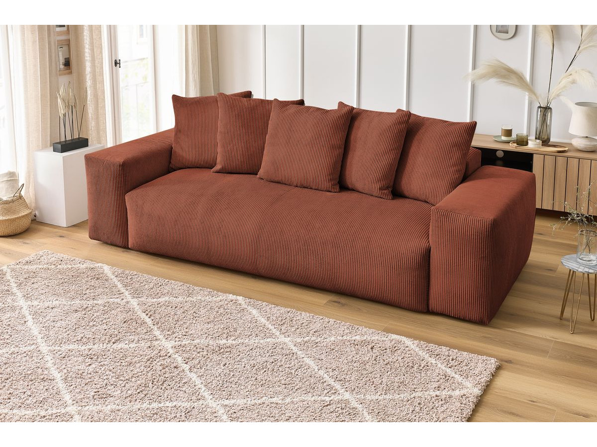 Bobochic Voltaire Sofa 3-Sitzer 280 × 124 cm Cordsamt Orange
