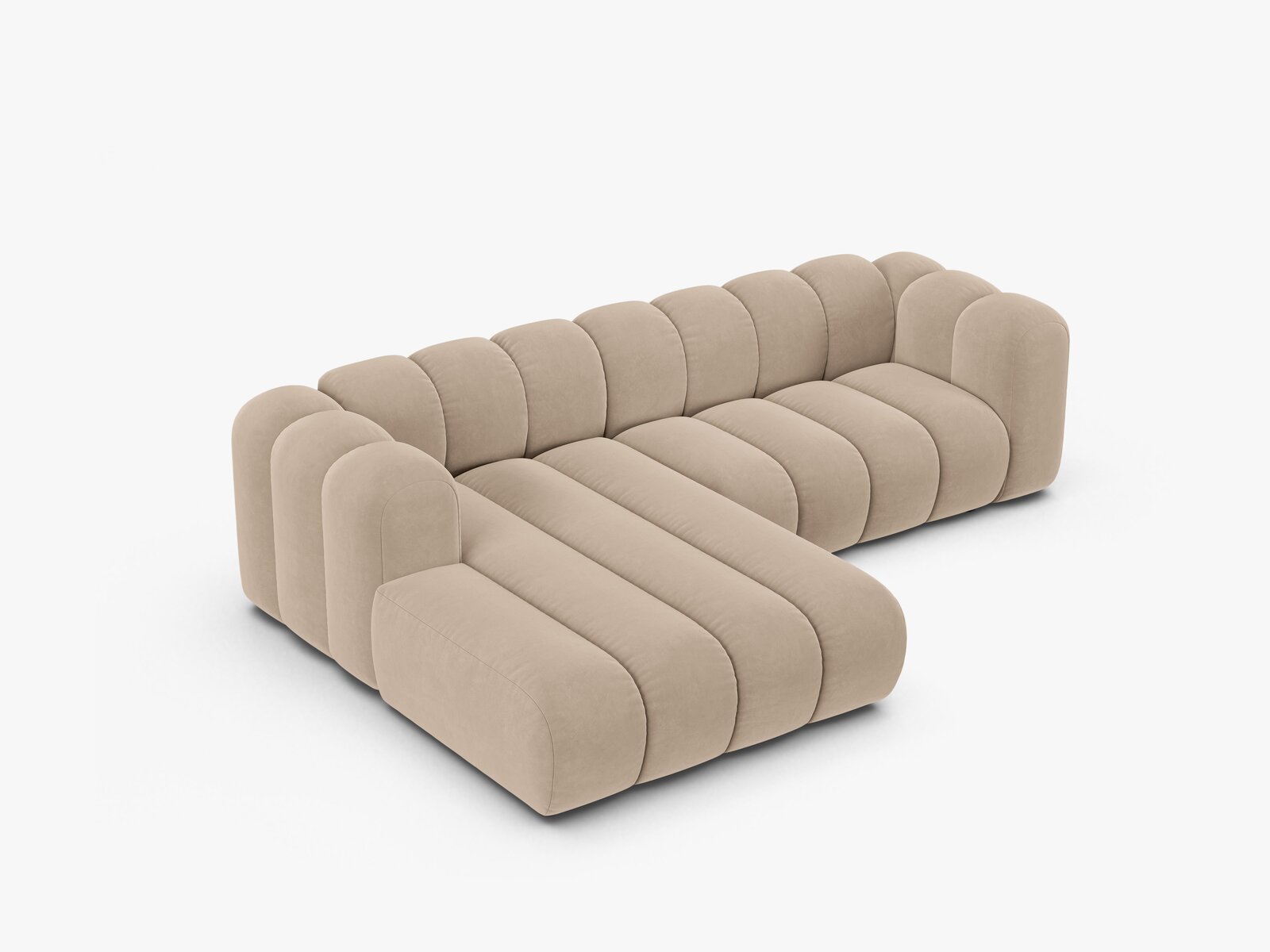 Micadoni Modulares Ecksofa Lupine 4-Sitzer mittelgroß Links Samt Venus Beige