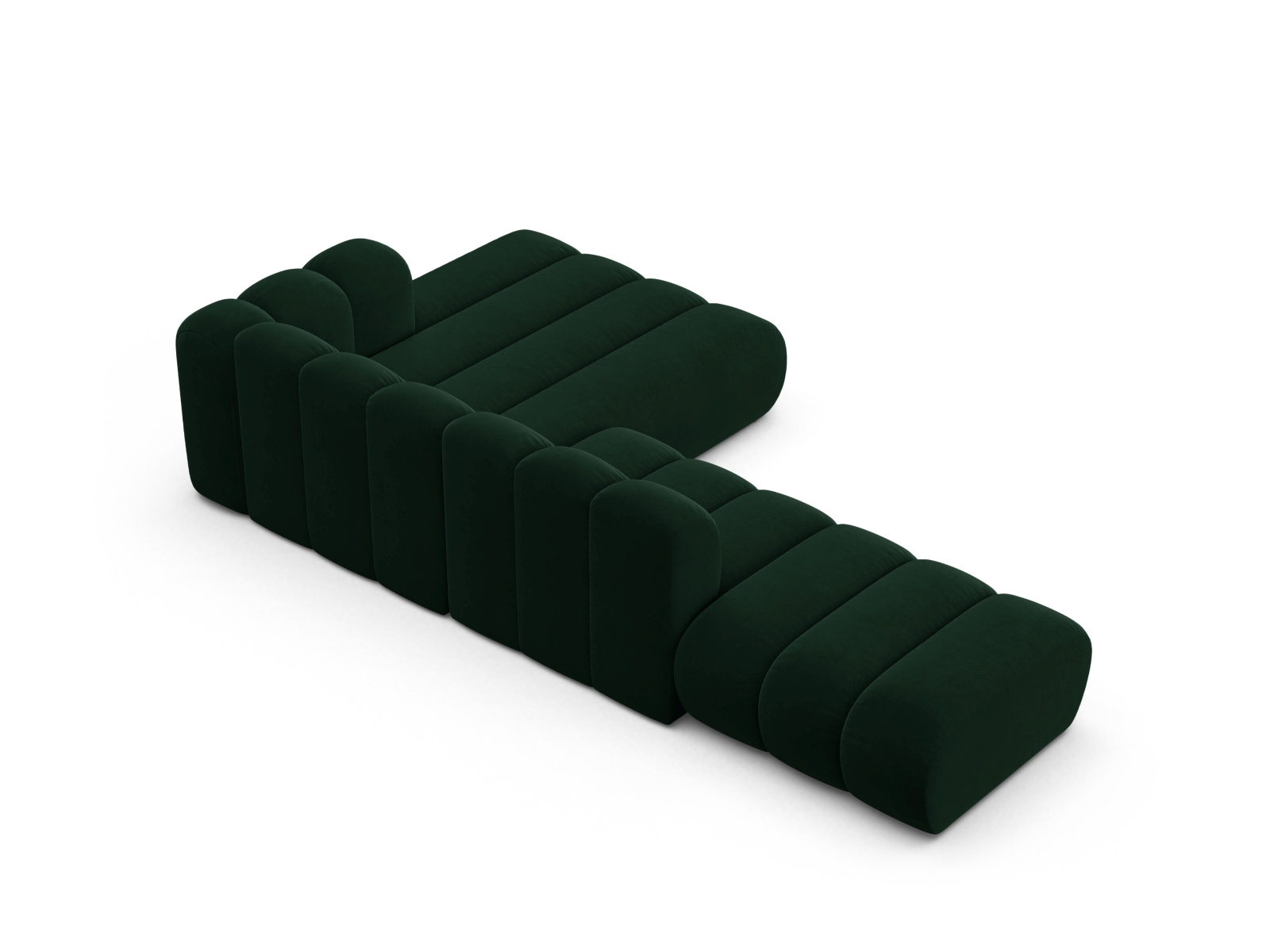 Micadoni Modulares Ecksofa offen Lupine 5-Sitzer Rechts Samt Salvador Flaschengrün
