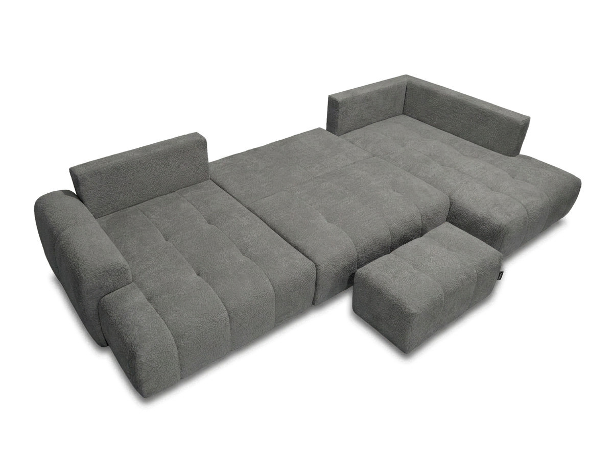 Bobochic Roxelane Wohnlandschaft mit Pouf Bouclé-Stoff Dunkelgrau Ecke links