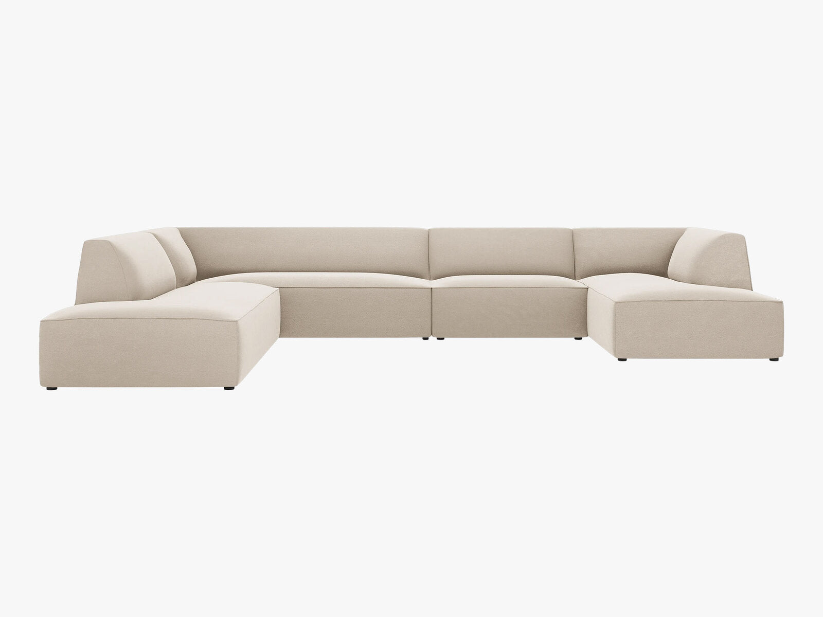 Micadoni Panorama-Ecksofa Ruby 7-Sitzer Links Samt Salvador Beige