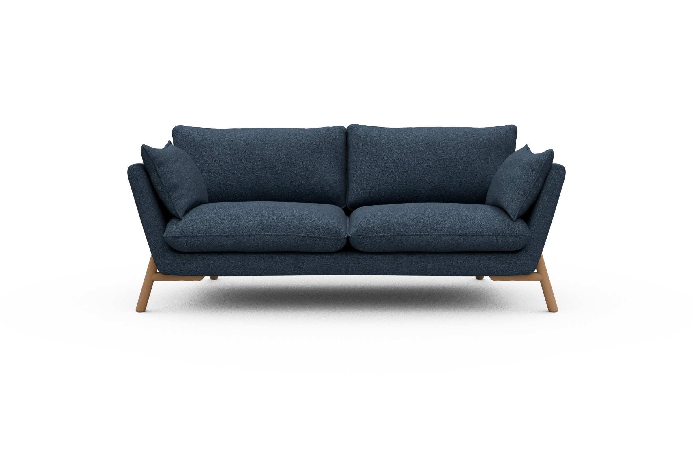 Skandi Home Sofa Emil 2-Sitzer Beinfarbe Eiche Natur Boucle-Blue moebelfaktor