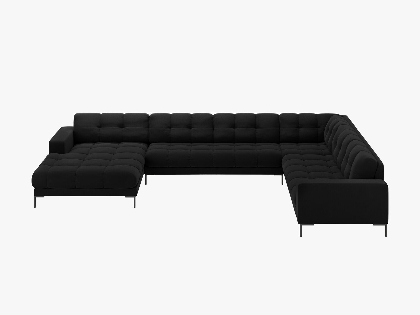 Micadoni Wohnlandschaft Mamaia 7-Sitzer Rechts Samt Bluvel Schwarz schwarze Beine