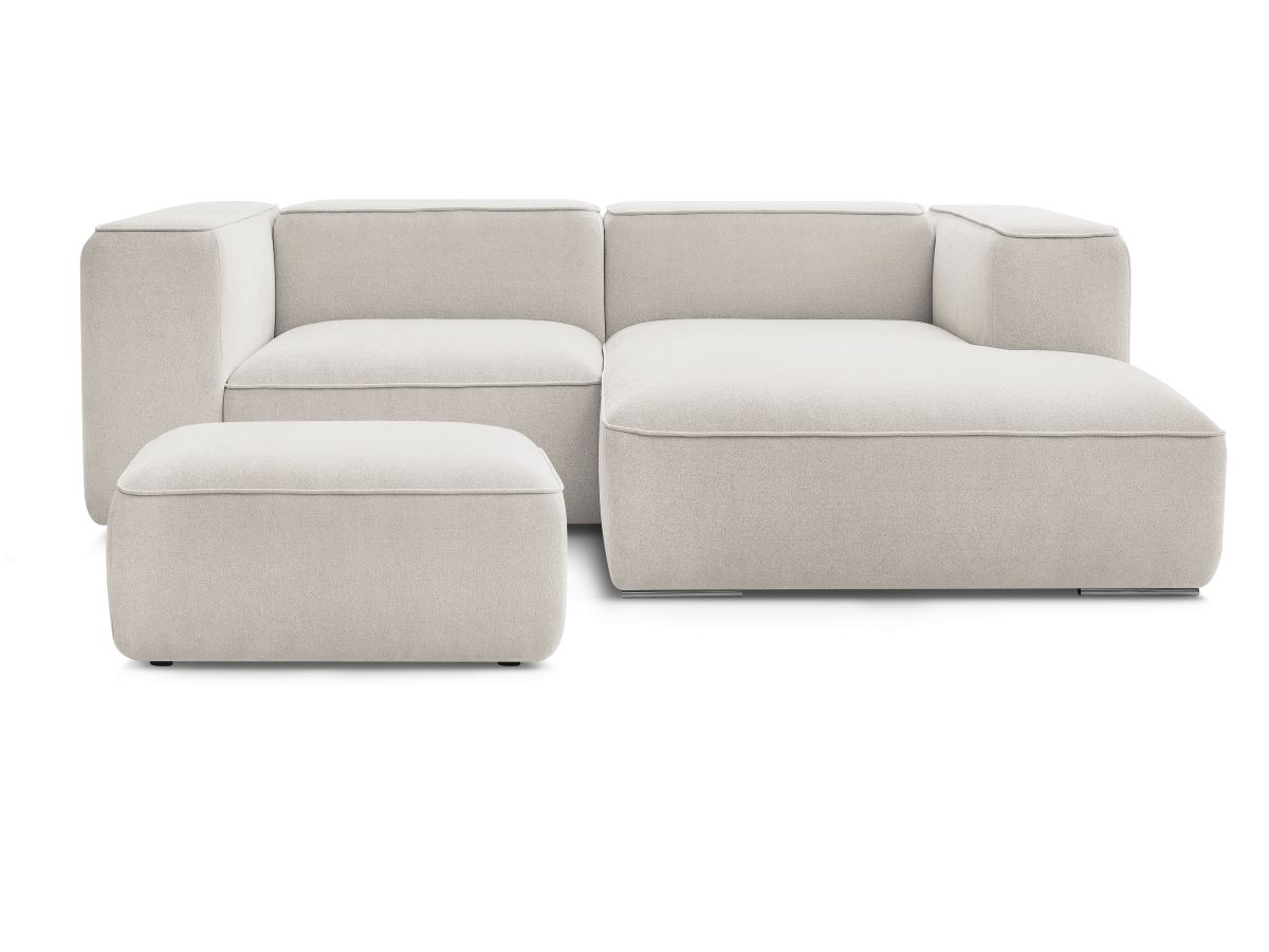 Bobochic Zephyr Ecksofa mit Pouf 260 × 165 cm Strukturstoff Beige Ecke rechts