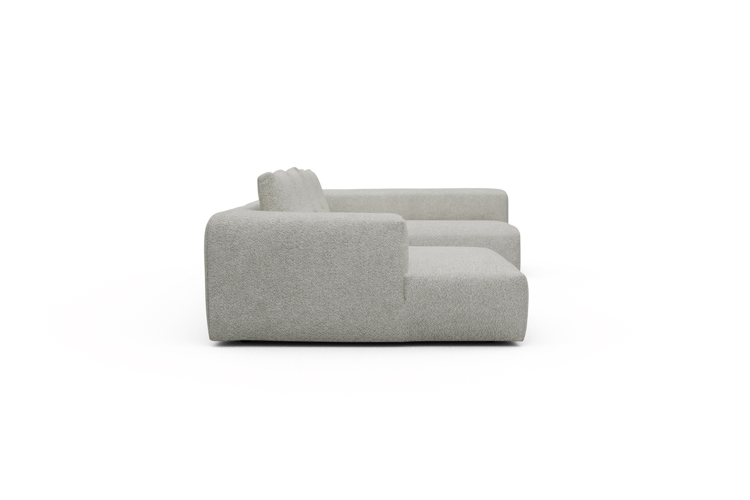 Wohnlandschaft Fred Chaiselongue links mit 2-Sitzer und lange Armlehne rechts Vanora-Warm-Sand