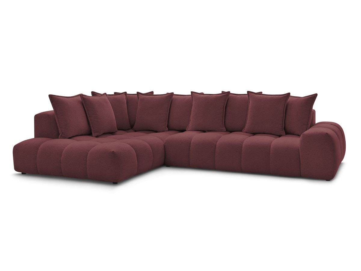 Bobochic Everest Ecksofa, 10 Kissen Melange-Stoff Rot Ecke links
