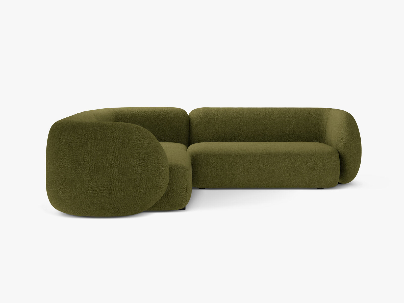Micadoni Ecksofa Kate 5-Sitzer Boucle Baloo Dunkel-Olivgrün