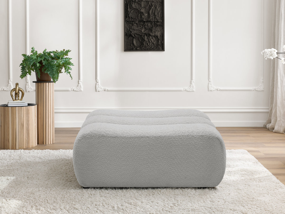 Bobochic Azra Pouf Bouclé-Stoff Hellgrau