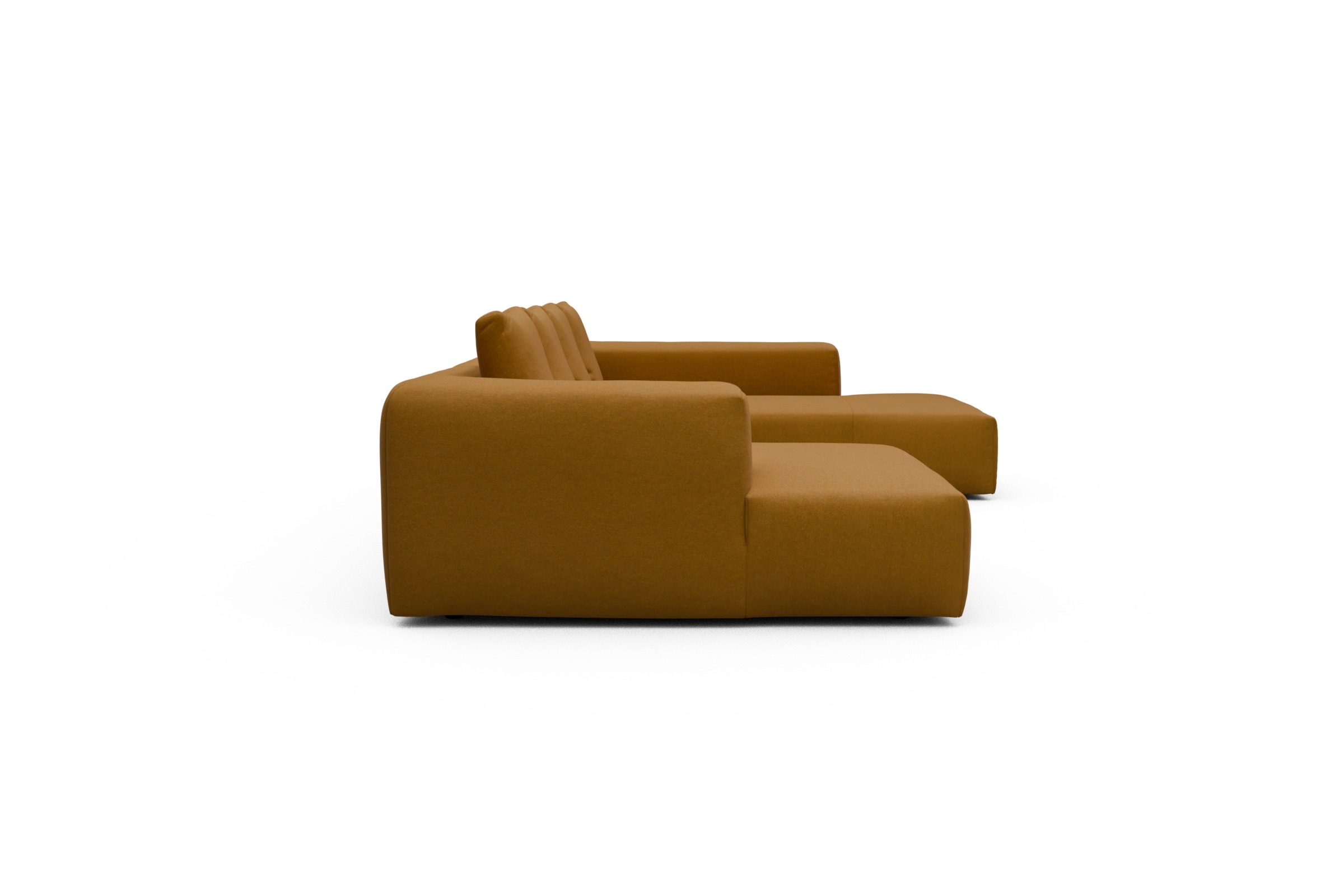 Wohnlandschaft Fred Relax-Ecke rechts mit 2-Sitzer und Chaiselongue links Strukturierter Stoff Satya 444-Havana-Yellow