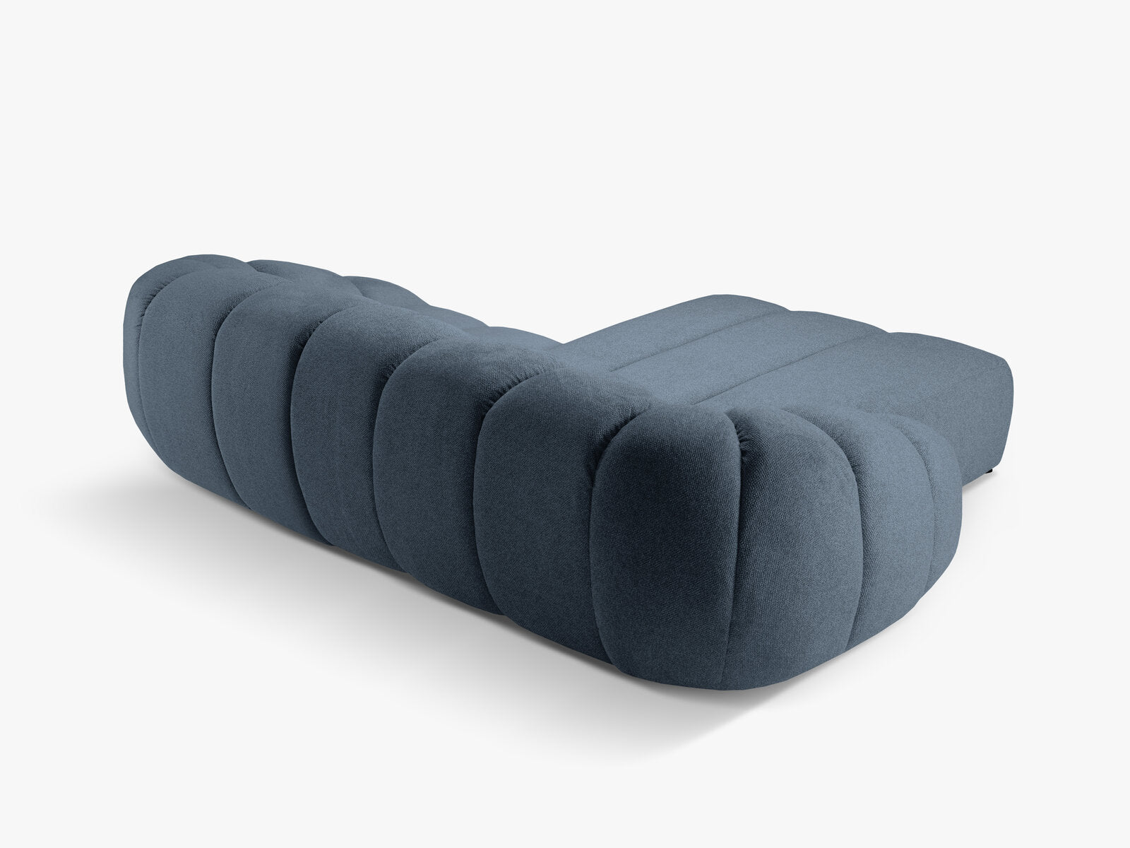 Micadoni Ecksofa Diana 3-Sitzer Links Strukturierter Samt Bubble Jeansblau