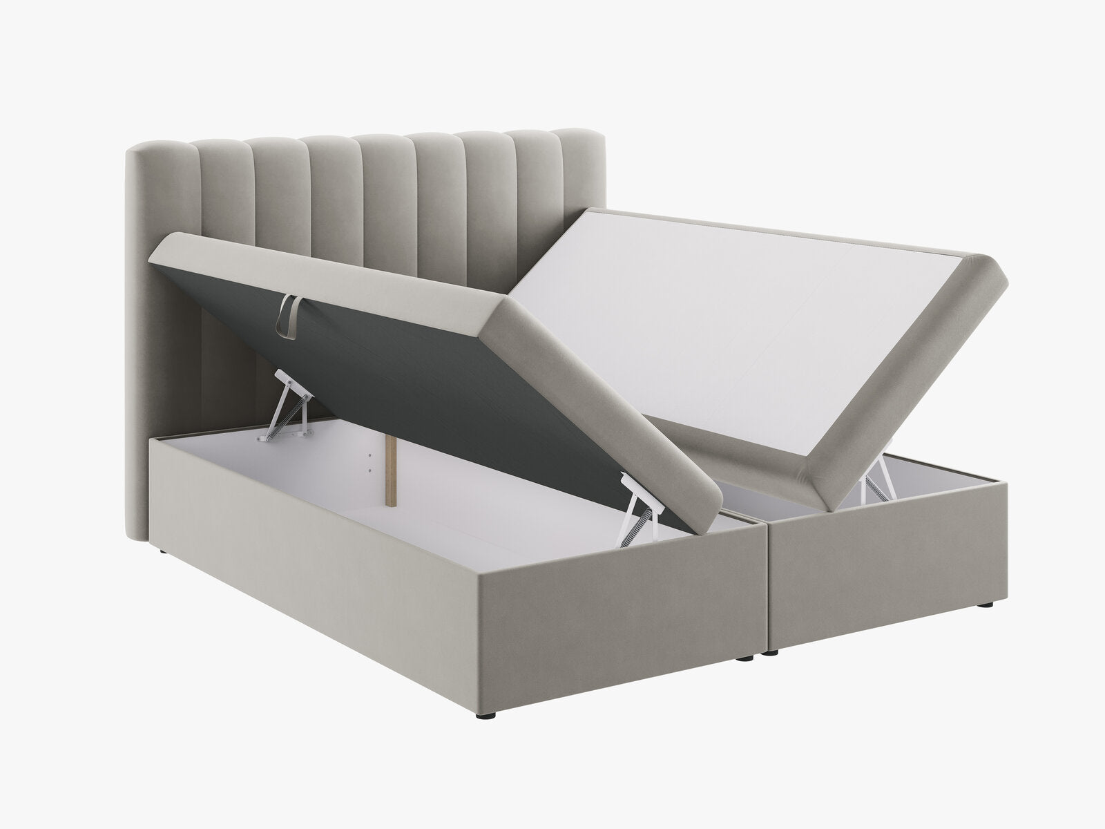 Micadoni Boxspringbett Kelp Samt Hellgrau 160x200