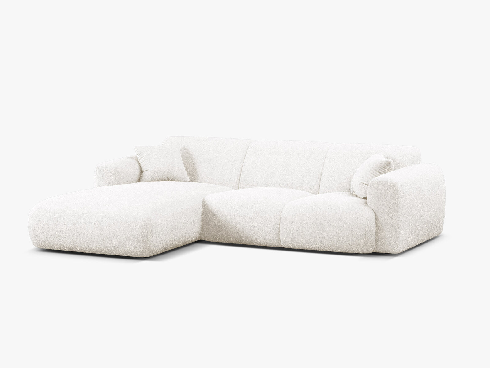 Micadoni Ecksofa Molino 4-Sitzer Links Boucle Baloo Weiß