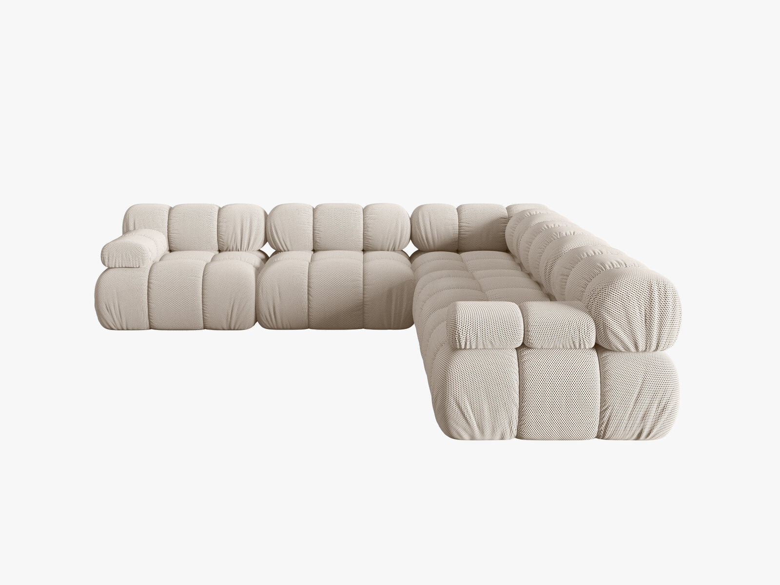 Micadoni Symmetrisches Ecksofa Bellis 5-Sitzer 3D-Stoff Sonic Helles Beige