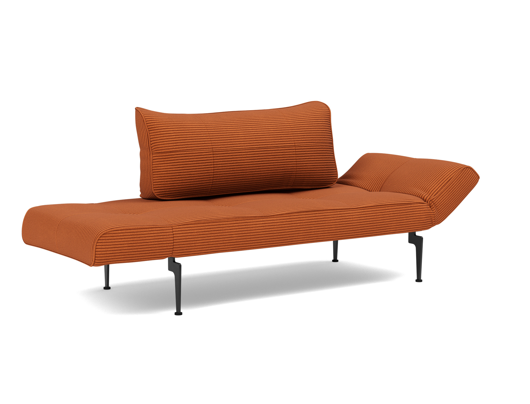 Tagesbett Zeal Kord Corduroy 595-Burnt-Orange Beine Laser schwarz
