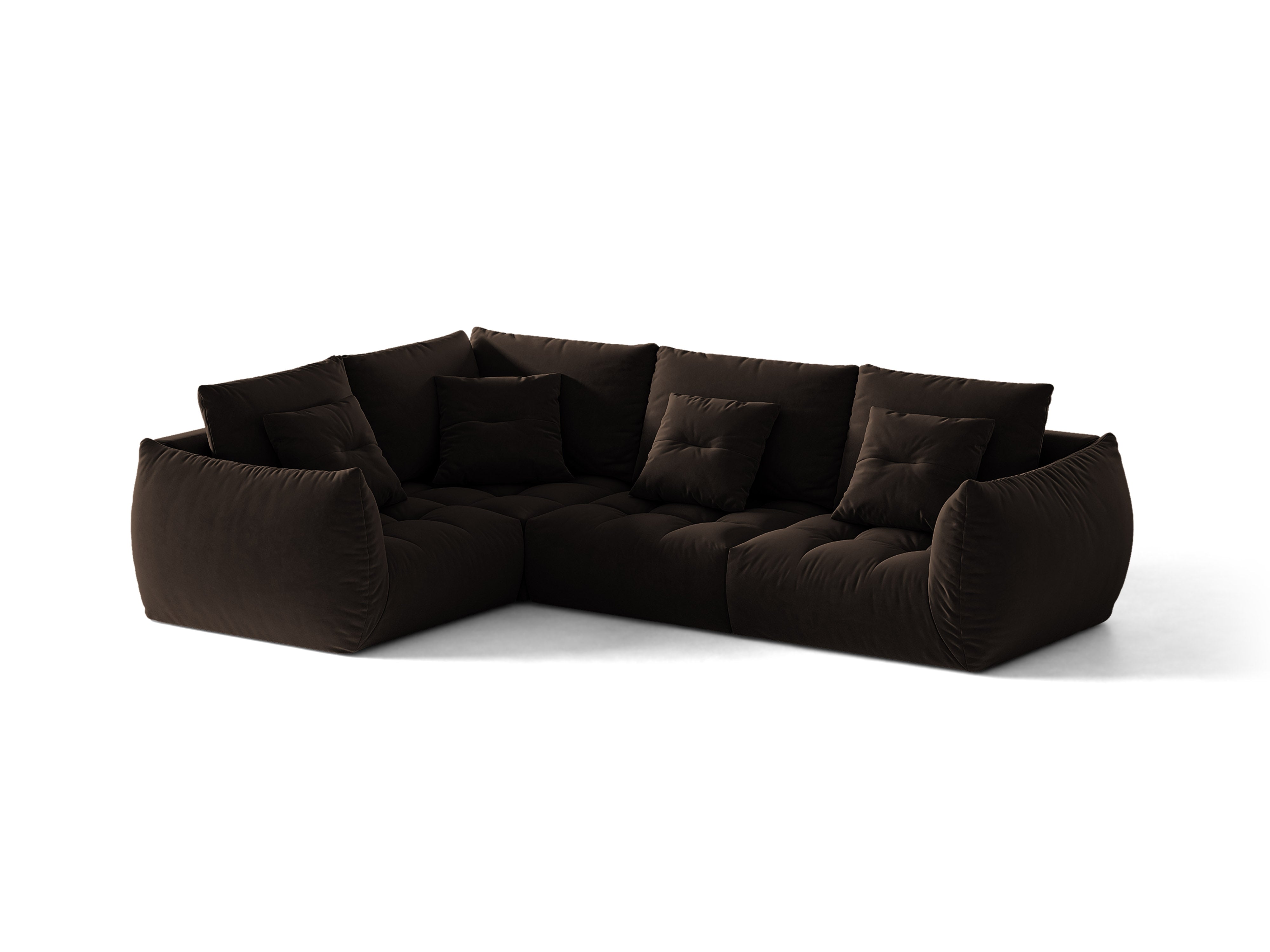 Micadoni Ecksofa Bloom 4-Sitzer Samt Bluvel Dunkelbraun Links
