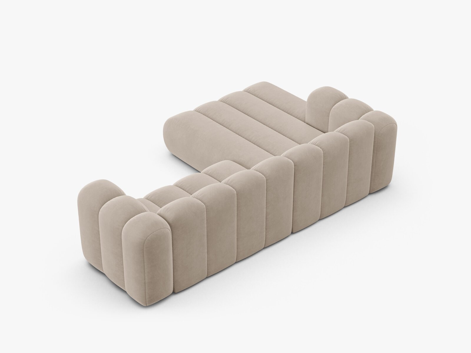 Micadoni Modulares Ecksofa Lupine 4-Sitzer mittelgroß Links Samt Salvador Beige