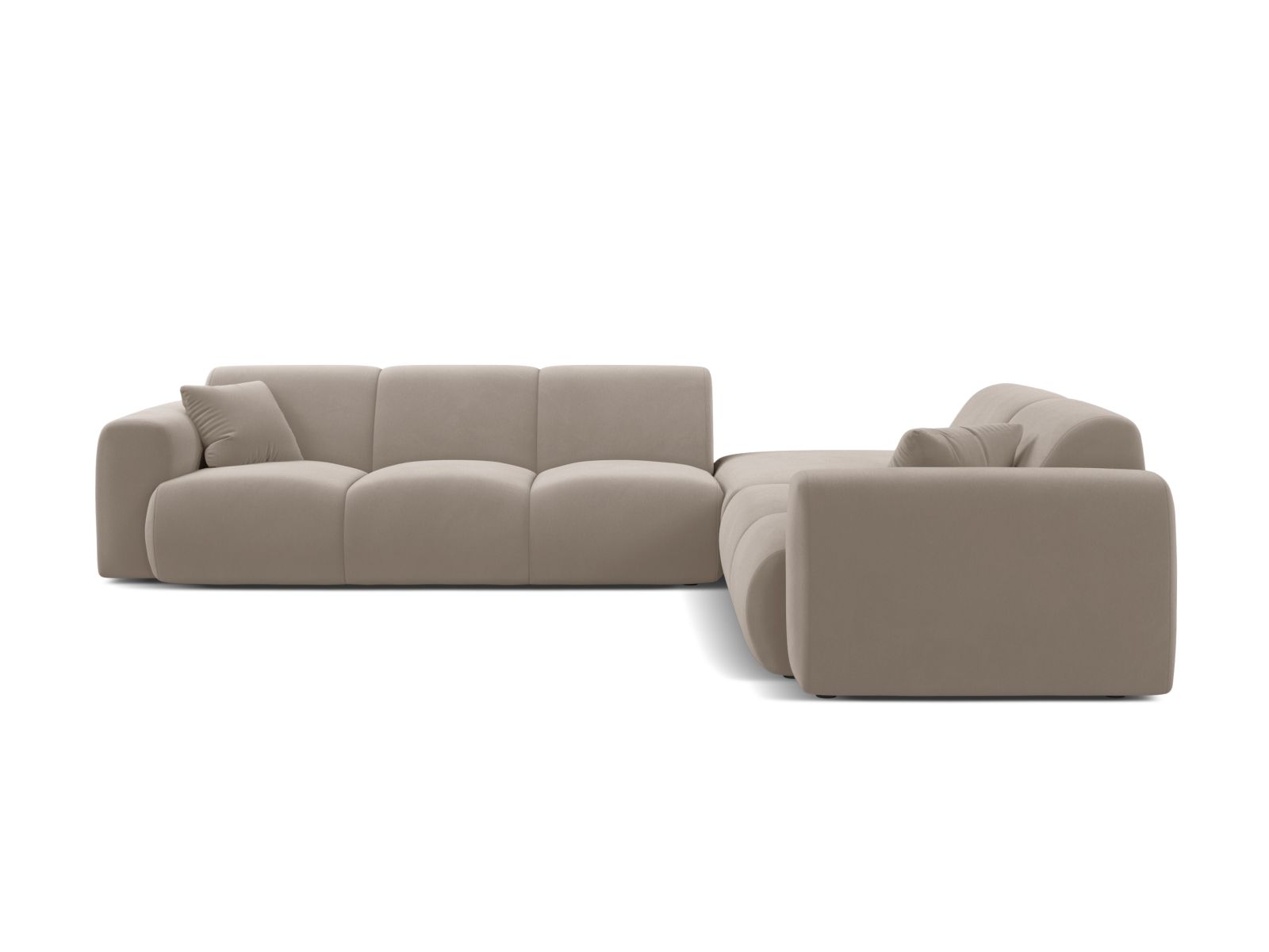 Micadoni Ecksofa Molino 6-Sitzer Rechts Samt Casino Helles Beige