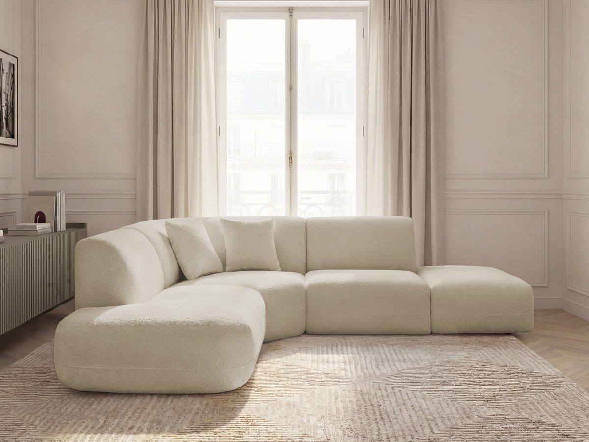 Bobochic Anda Ecksofa 279 × 264 cm Chenille Beige Ecke links