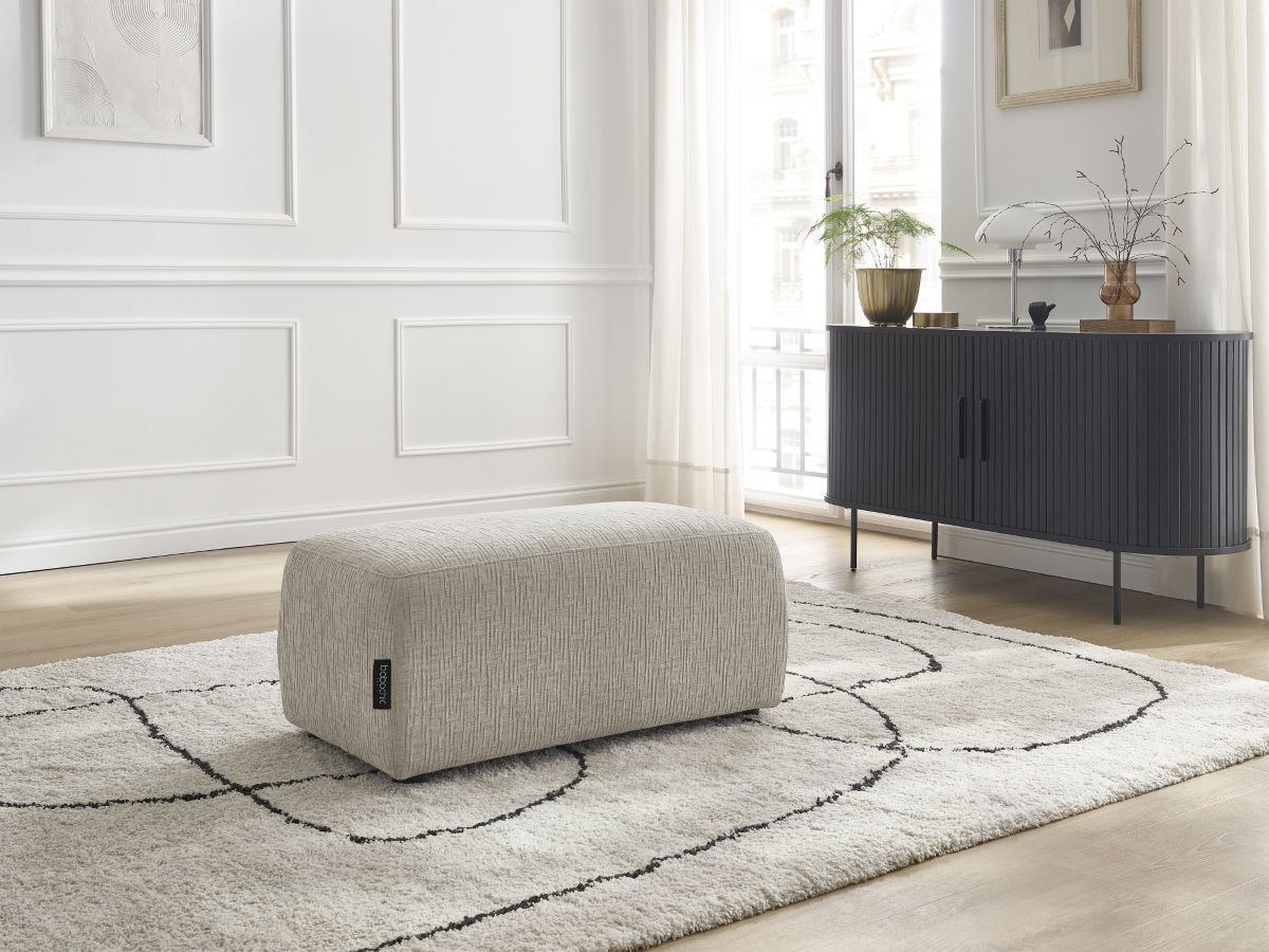 Bobochic Atilla Pouf Strukturstoff Beige