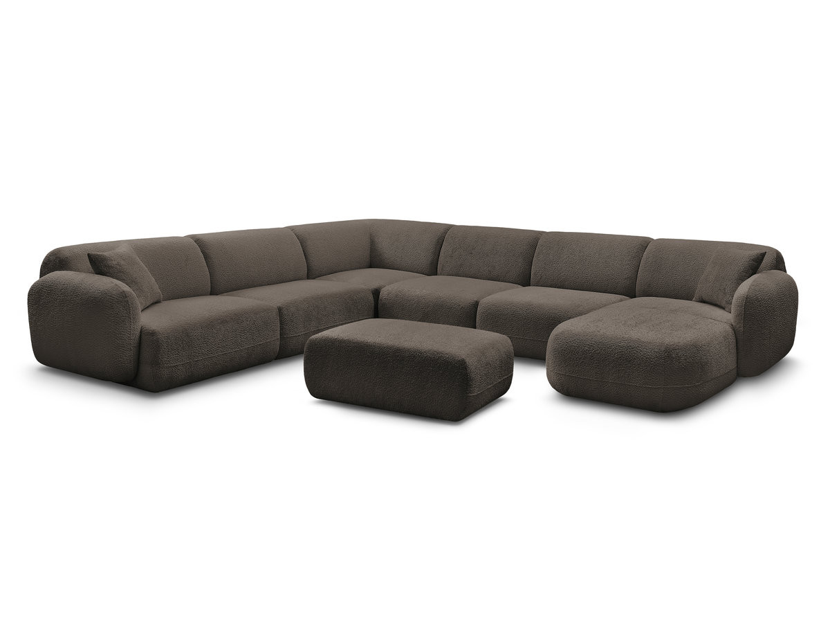 Bobochic Anda Wohnlandschaft mit Pouf 373 × 289 cm Chenille Braun Ecke links