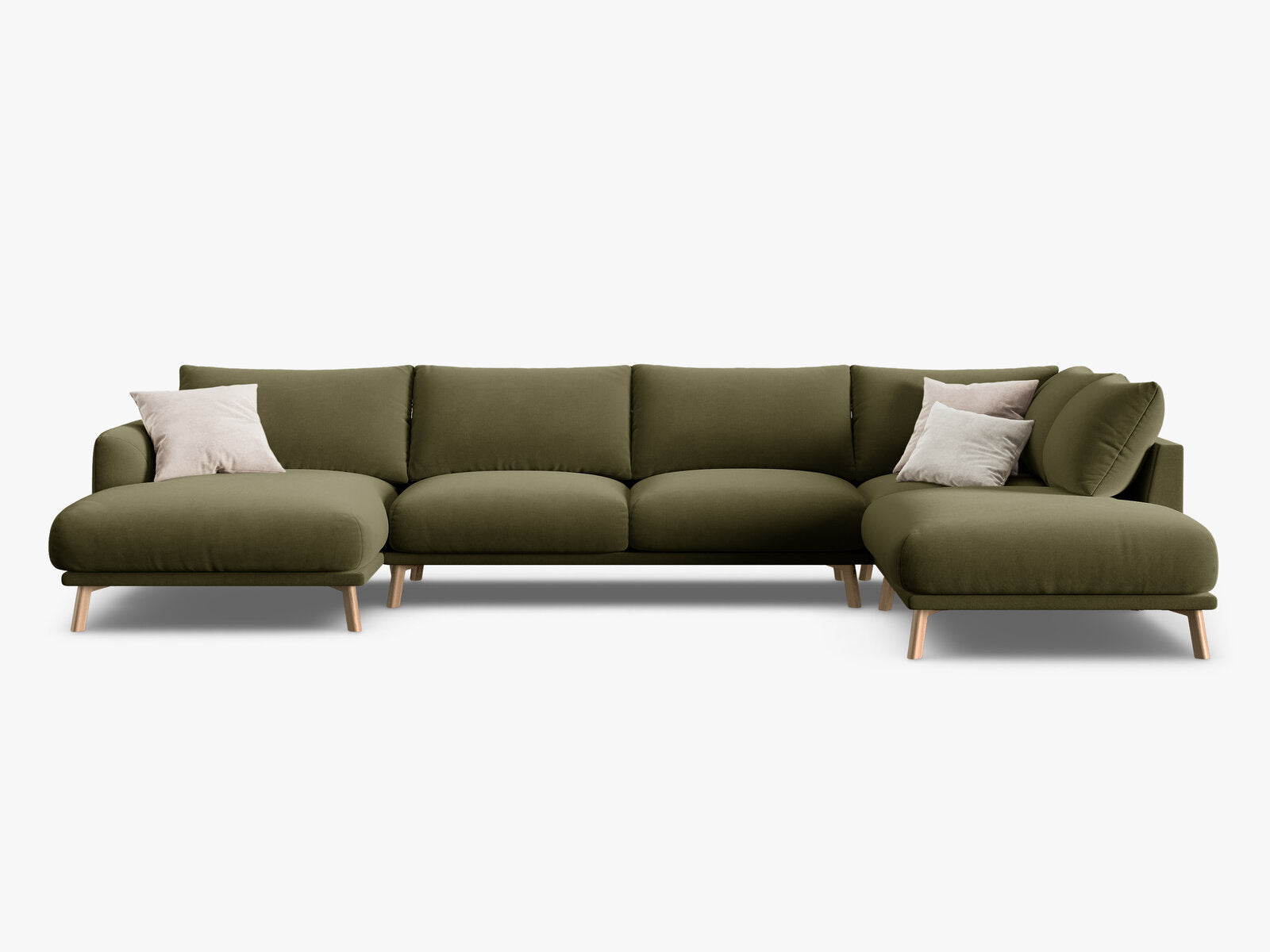 Micadoni Panorama Ecksofa Naomi 6-Sitzer Rechts Samt Salvador Grün