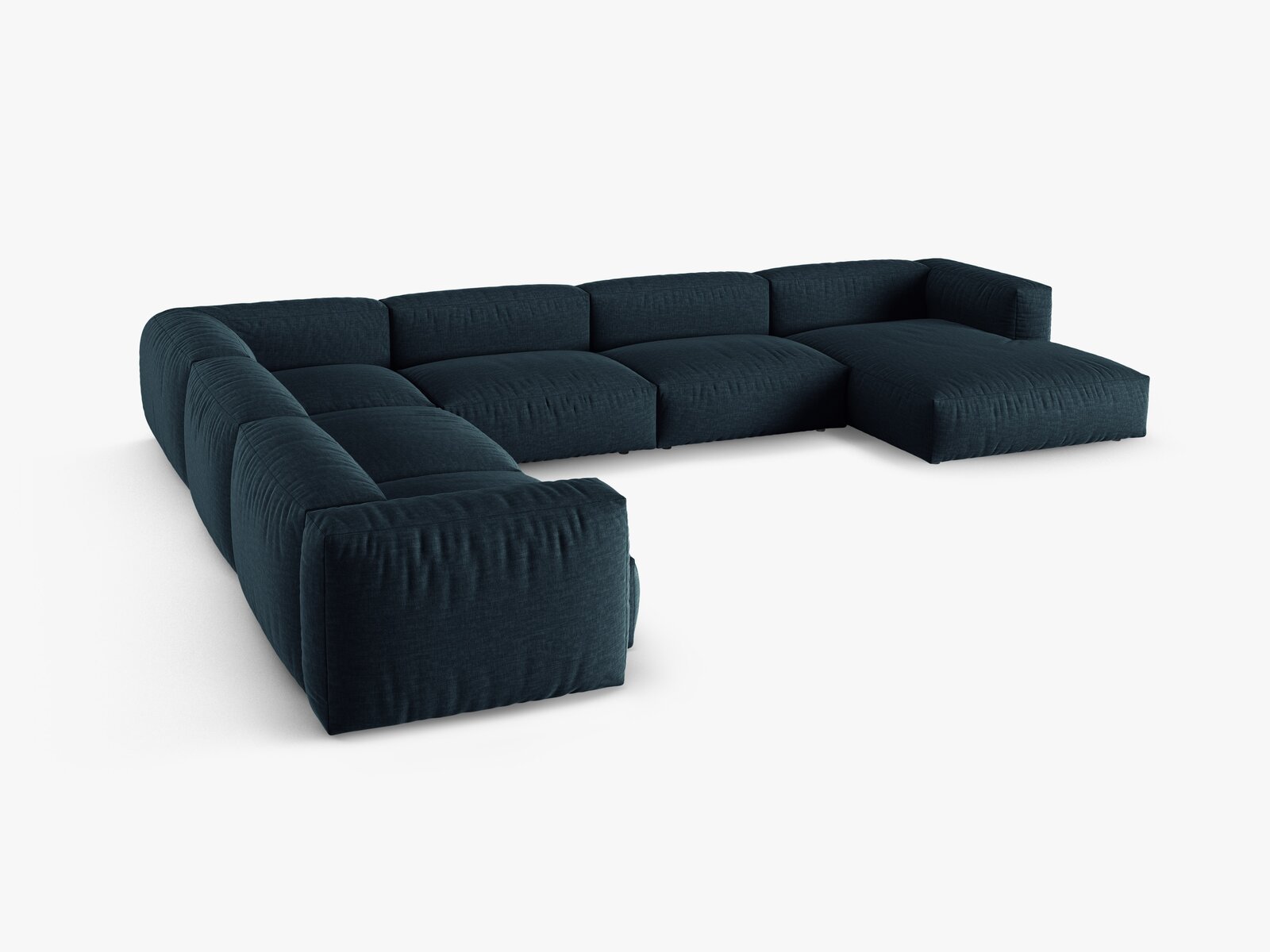 Micadoni modulares Ecksofa XL Martina 6-Sitzer 90cm Sitztiefe Links Strukturierter Stoff Boston Jeansblau