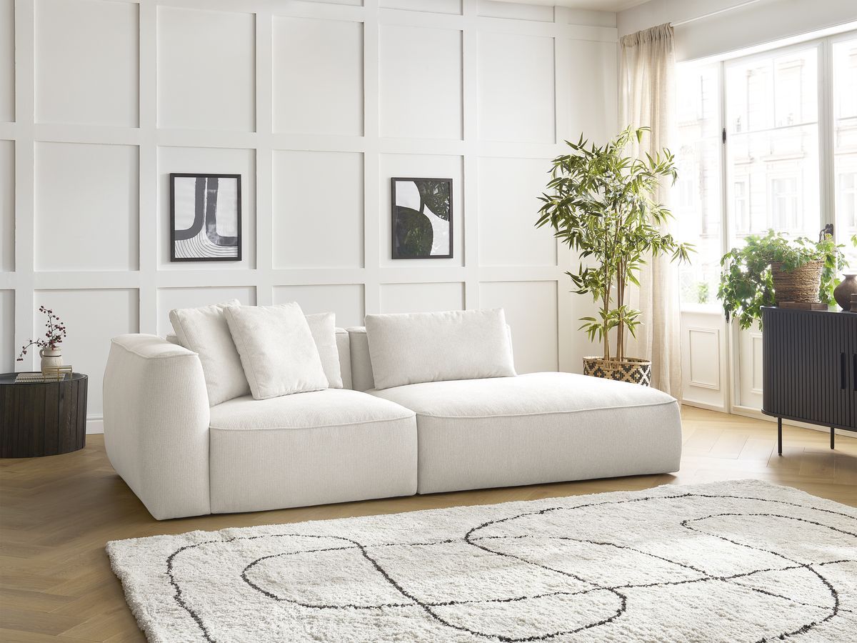 Bobochic Leopold Sofa 3-Sitzer Melange-Stoff Weiß Armlehne links