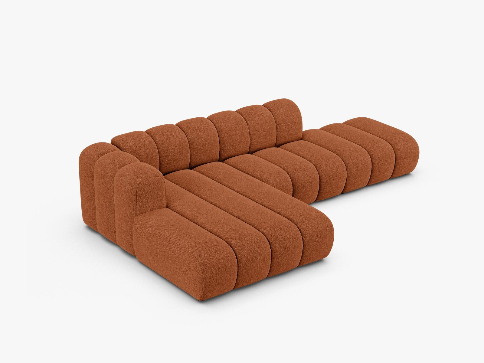 Micadoni Modulares Ecksofa offen Lupine 5-Sitzer Links Chenille Eden Ziegel