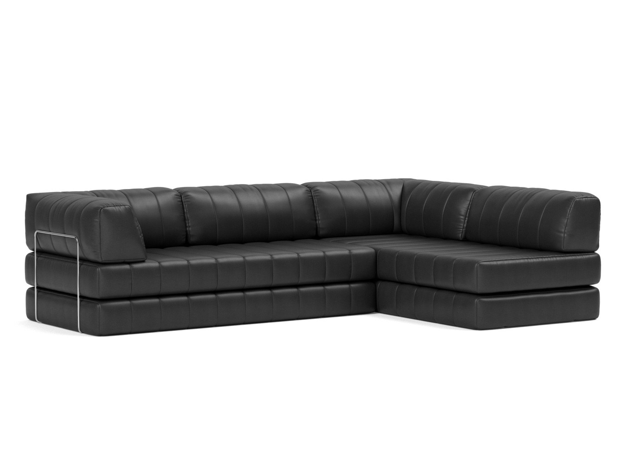 Eck-Schlafsofa CozyPad L-Form mit Armlehne Lederoptik Faunal 550-Black