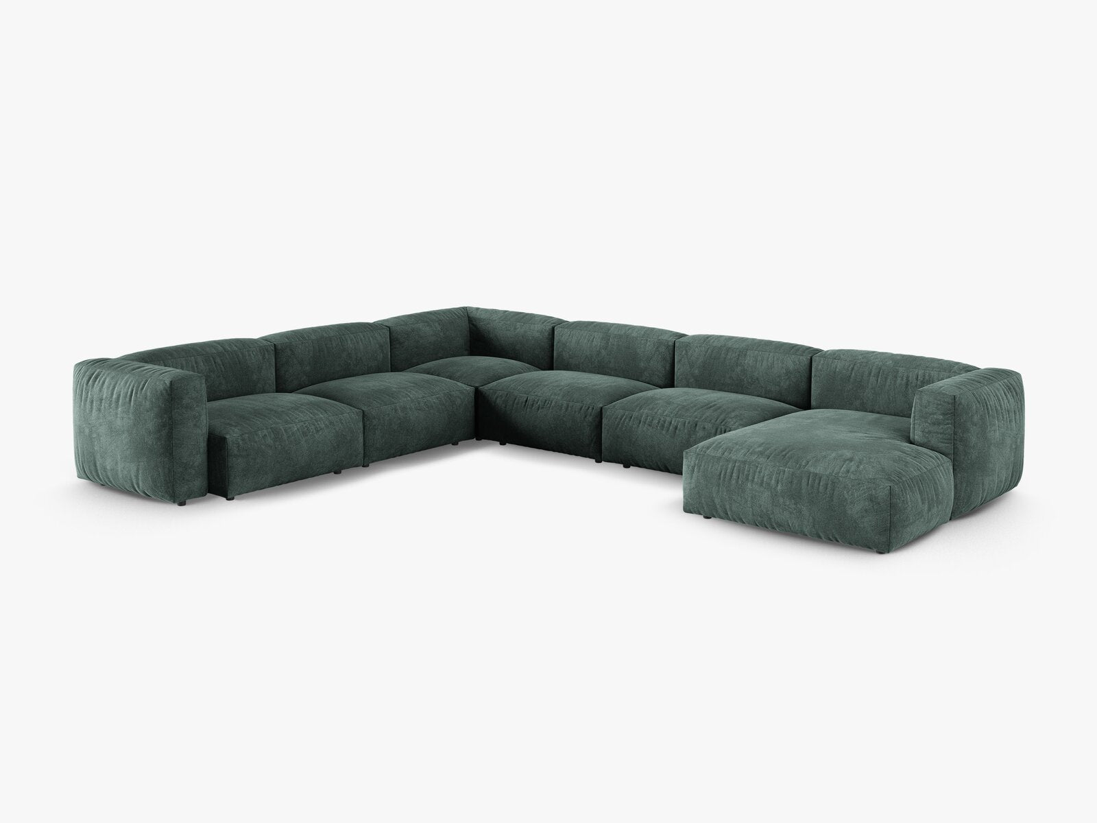 Micadoni modulares Ecksofa XL Martina 6-Sitzer 90cm Sitztiefe Links Samt Vogue Petrol