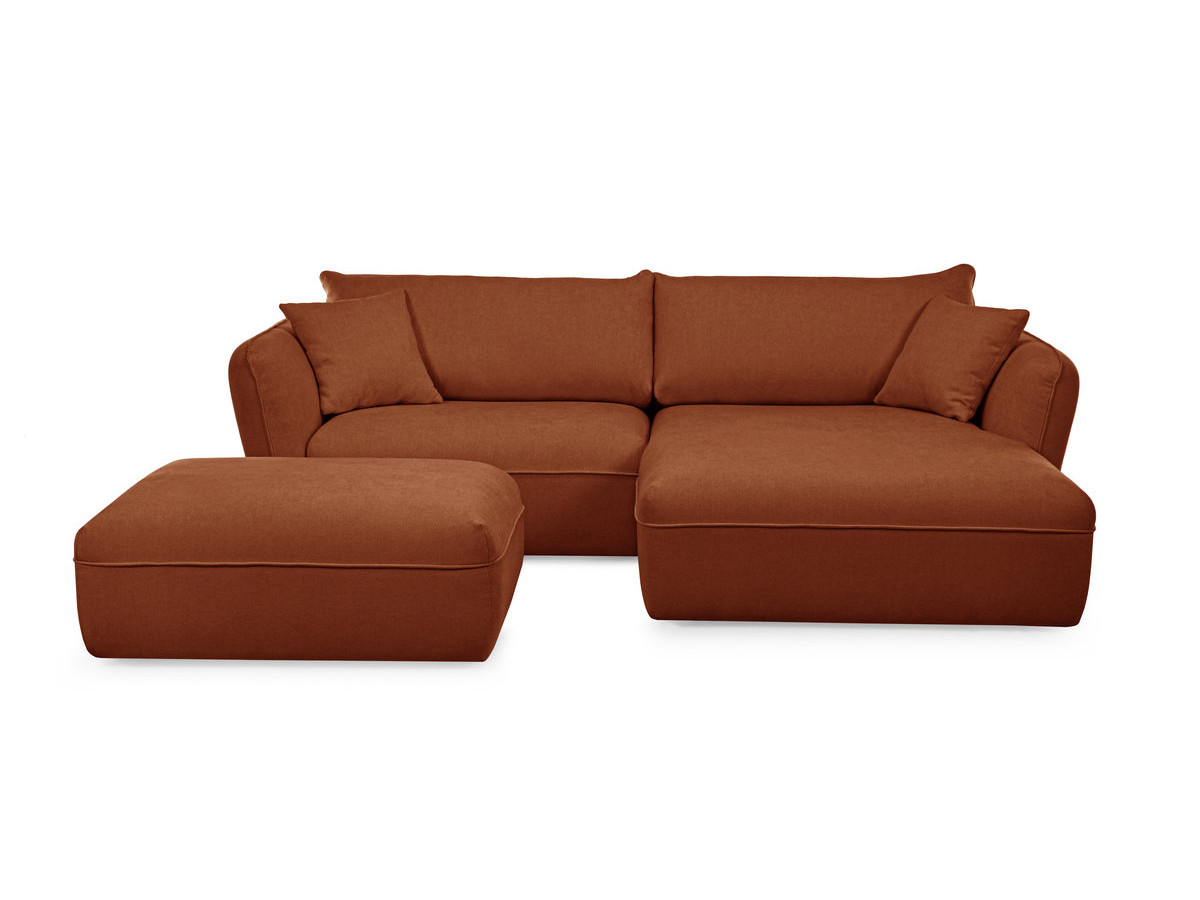 Bobochic Luigi Ecksofa mit Pouf Strukturstoff Orange Ecke rechts