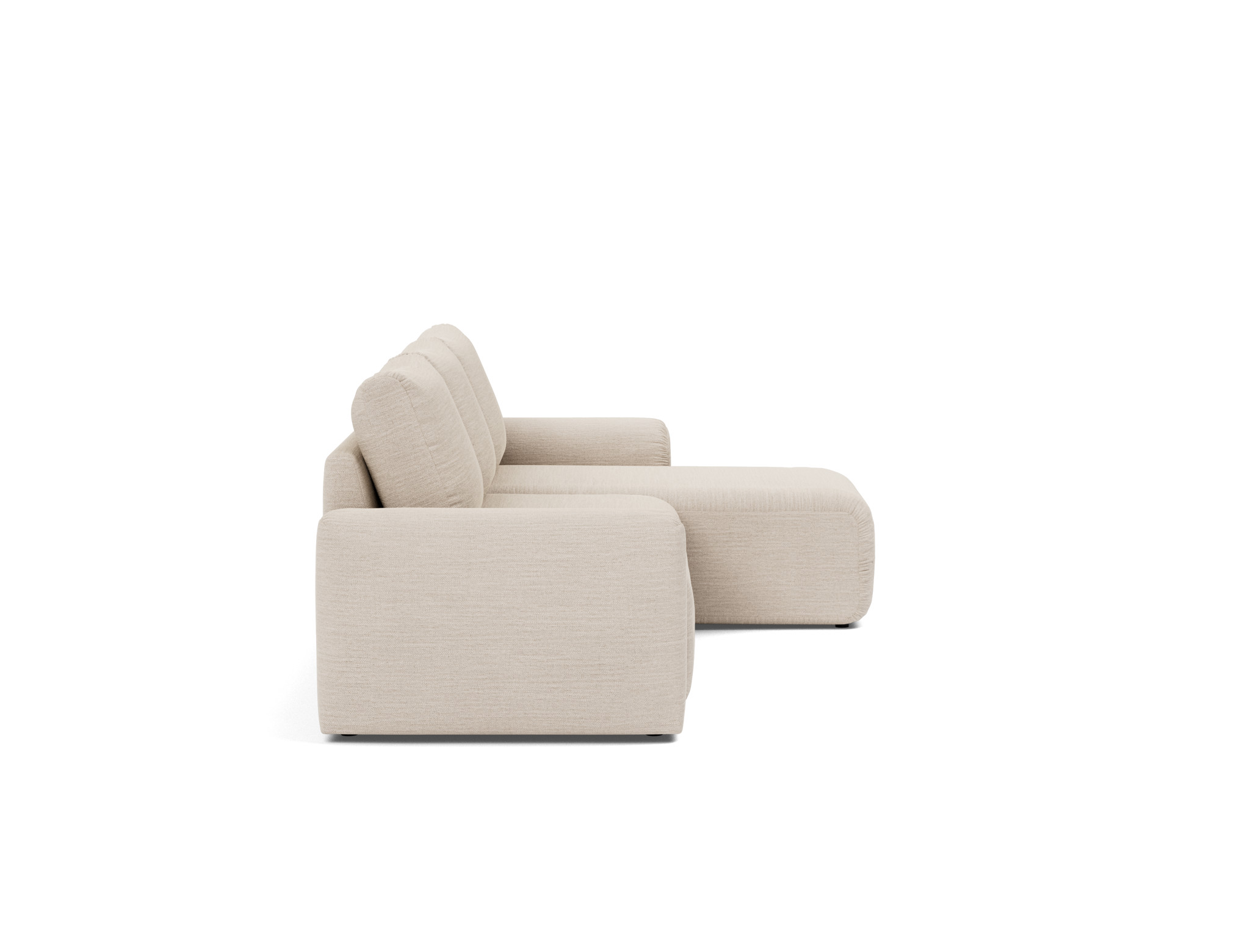 Schlafsofa Norum mit Chaiselongue und Chunky-Armlehnen Webstoff Blida 612-Sand-Grey