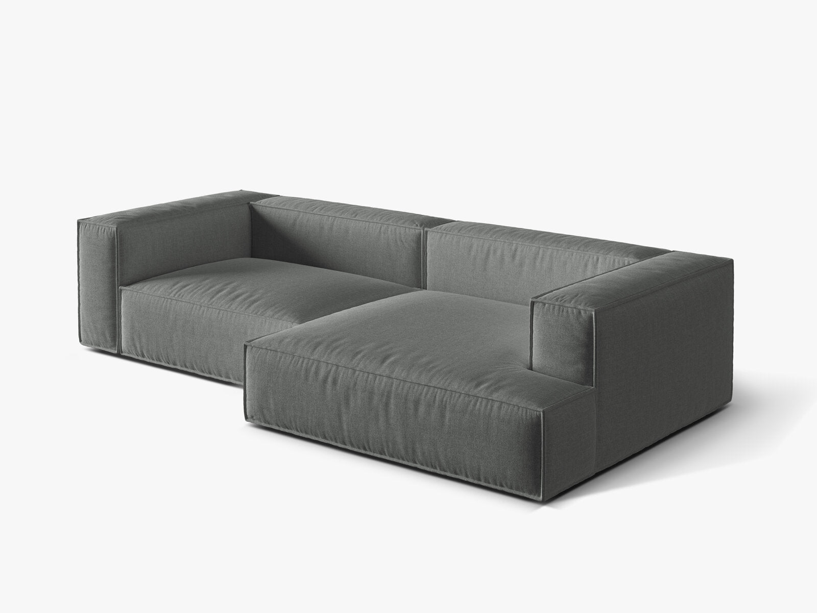 Micadoni Ecksofa Nuria 4-Sitzer Rechts Strukturierter Stoff Grau
