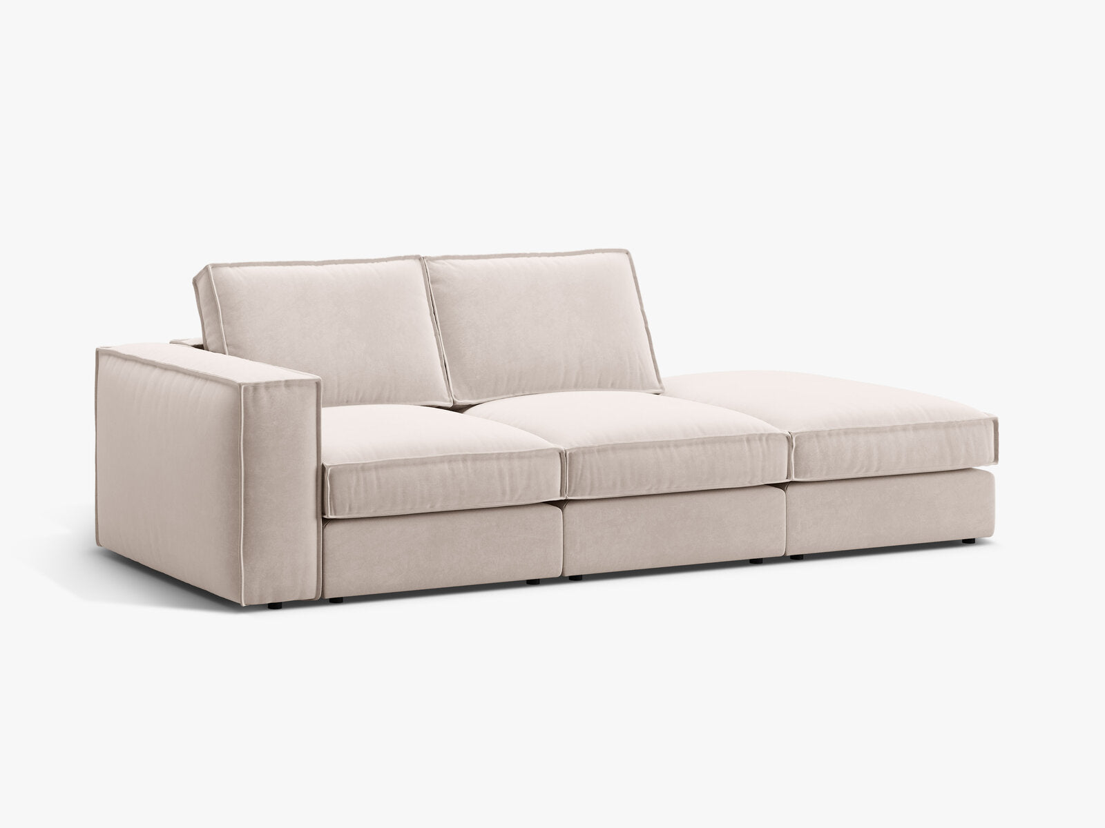 Micadoni modulares offenes Sofa Pola 3-Sitzer Rechts Samt Salvador Beige