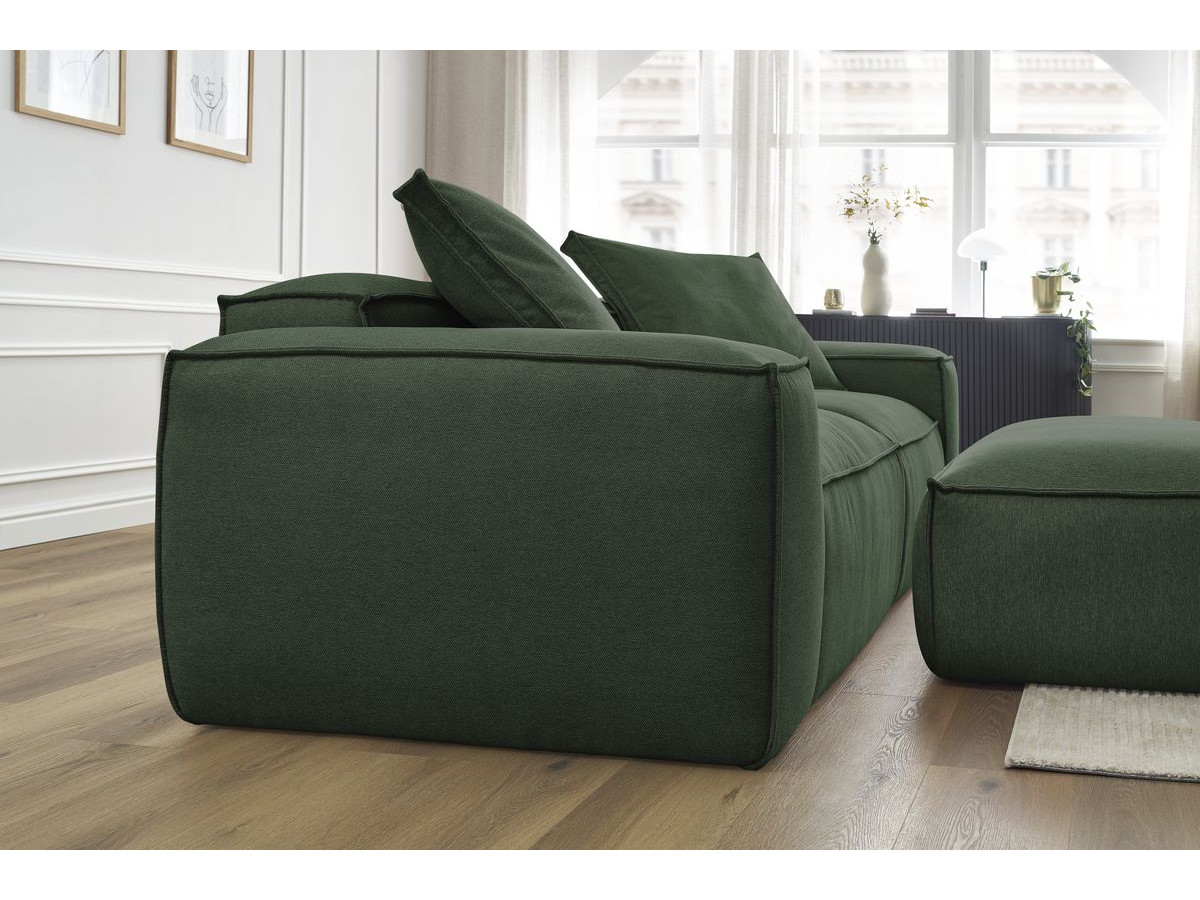 Bobochic Boheme Sofa 4-Sitzer mit Pouf Melange-Stoff Grün
