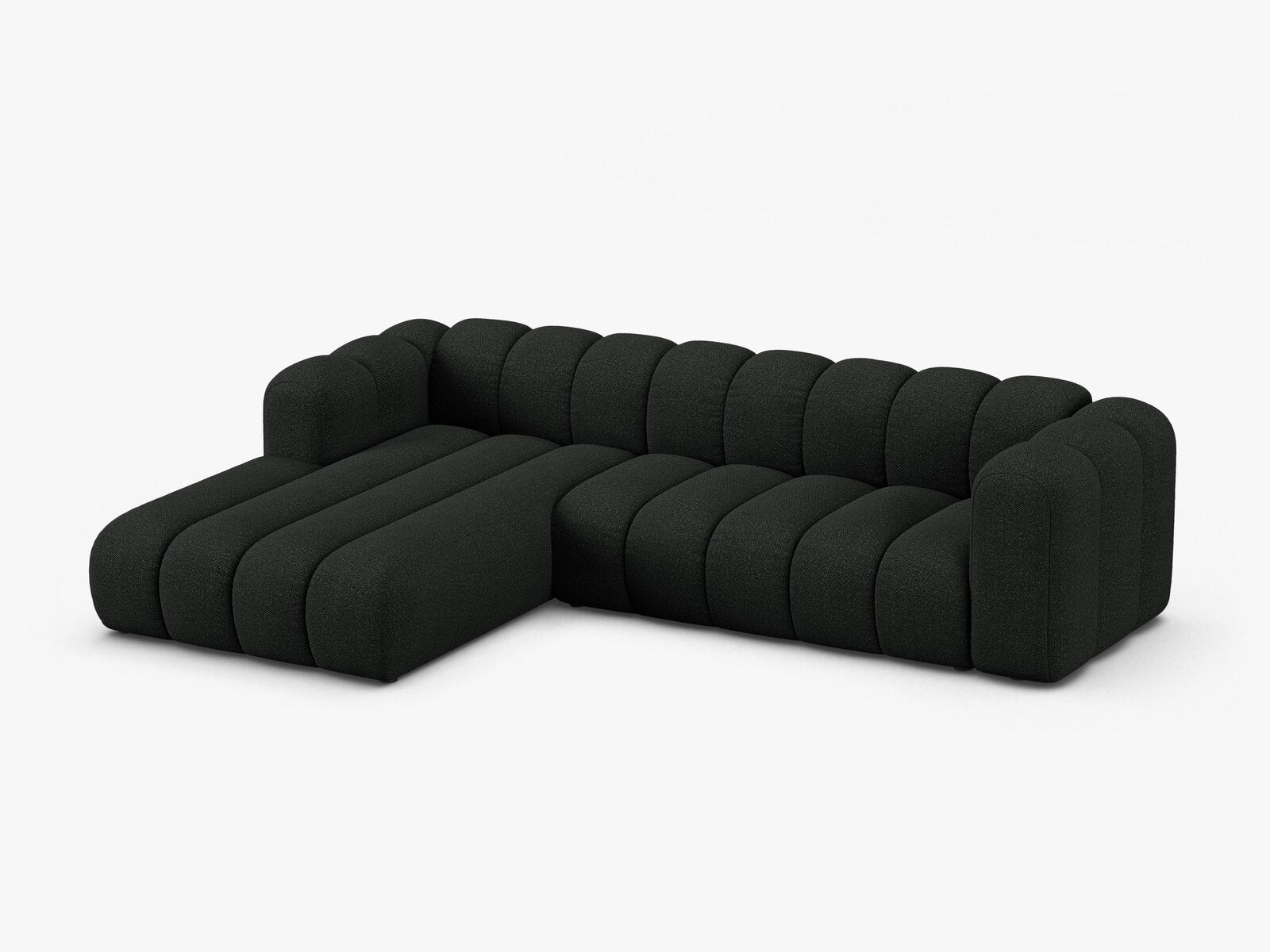 Micadoni Modulares Ecksofa Lupine 4-Sitzer Links Boucle Baloo Schwarz