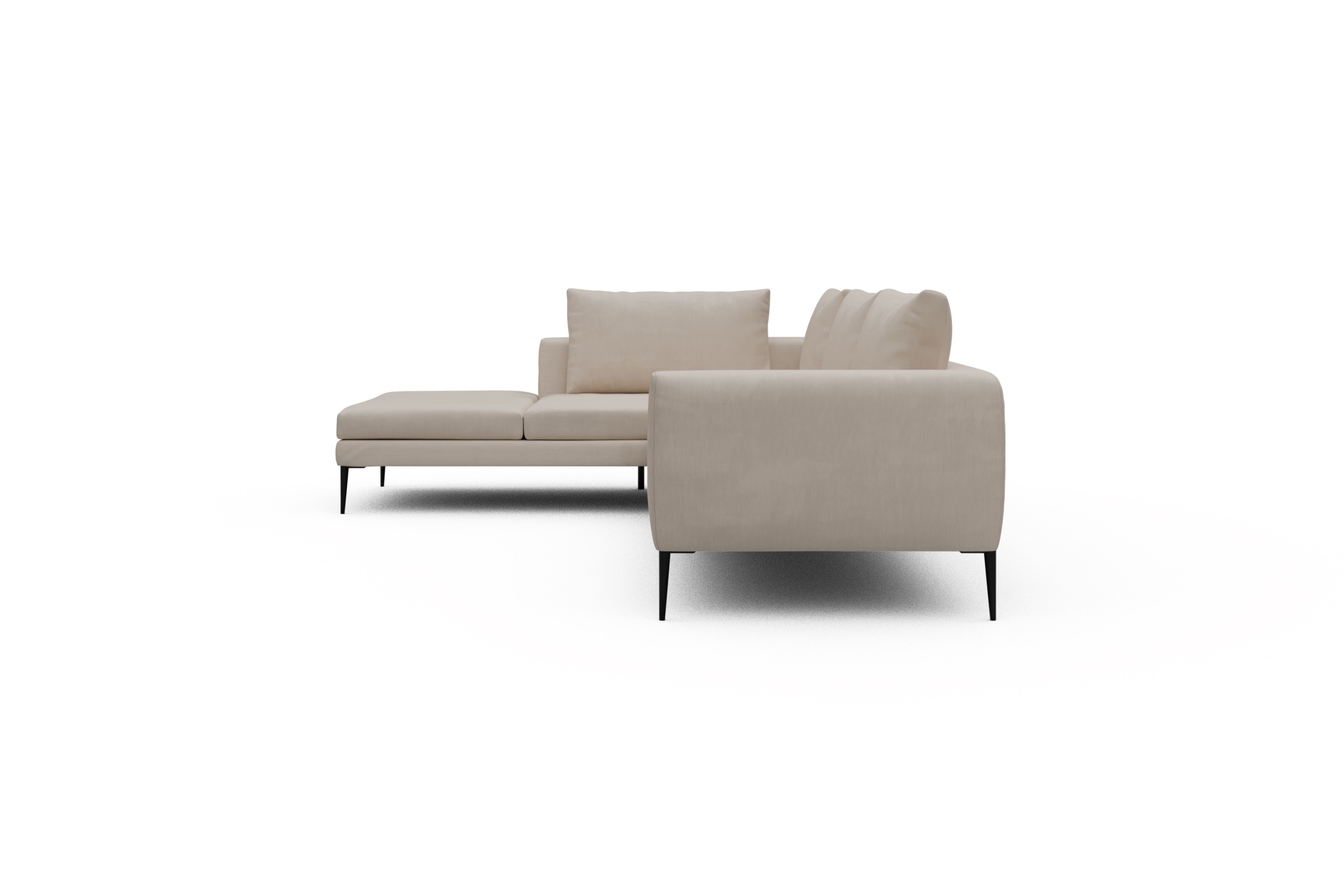 Ecksofa Paul Relax-Ecke rechts mit 3-Sitzer Cordufine-Off-White